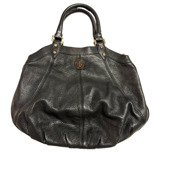 Tory Burch Handbags - Tory Burch Satchel Handbag Leather Purse Dakota DK Navy Designer‎ Black Tote Bag